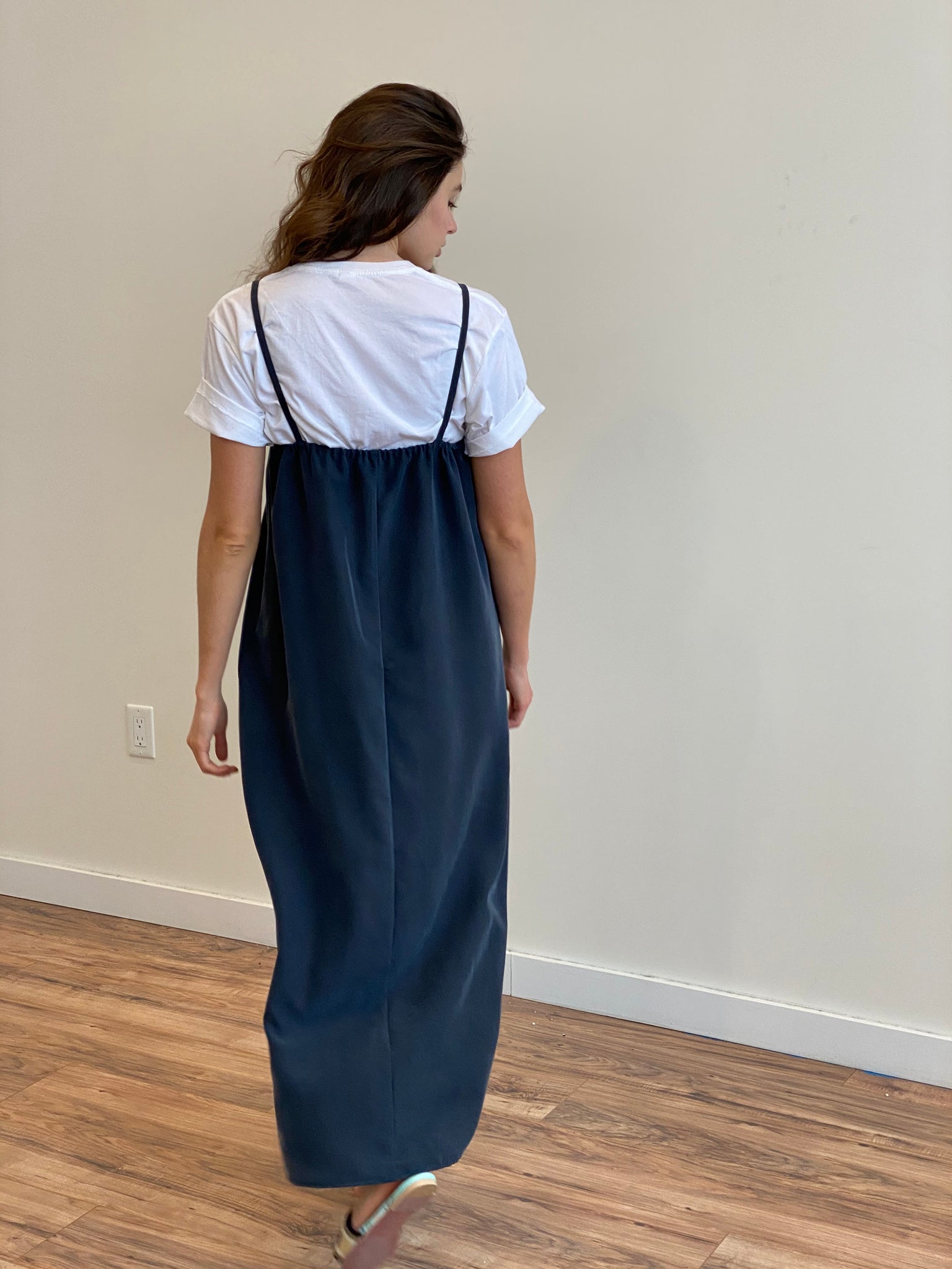 slip dress navy blue Markle Satin-Crepe Slip Dress Navy Blue Shollyjaay